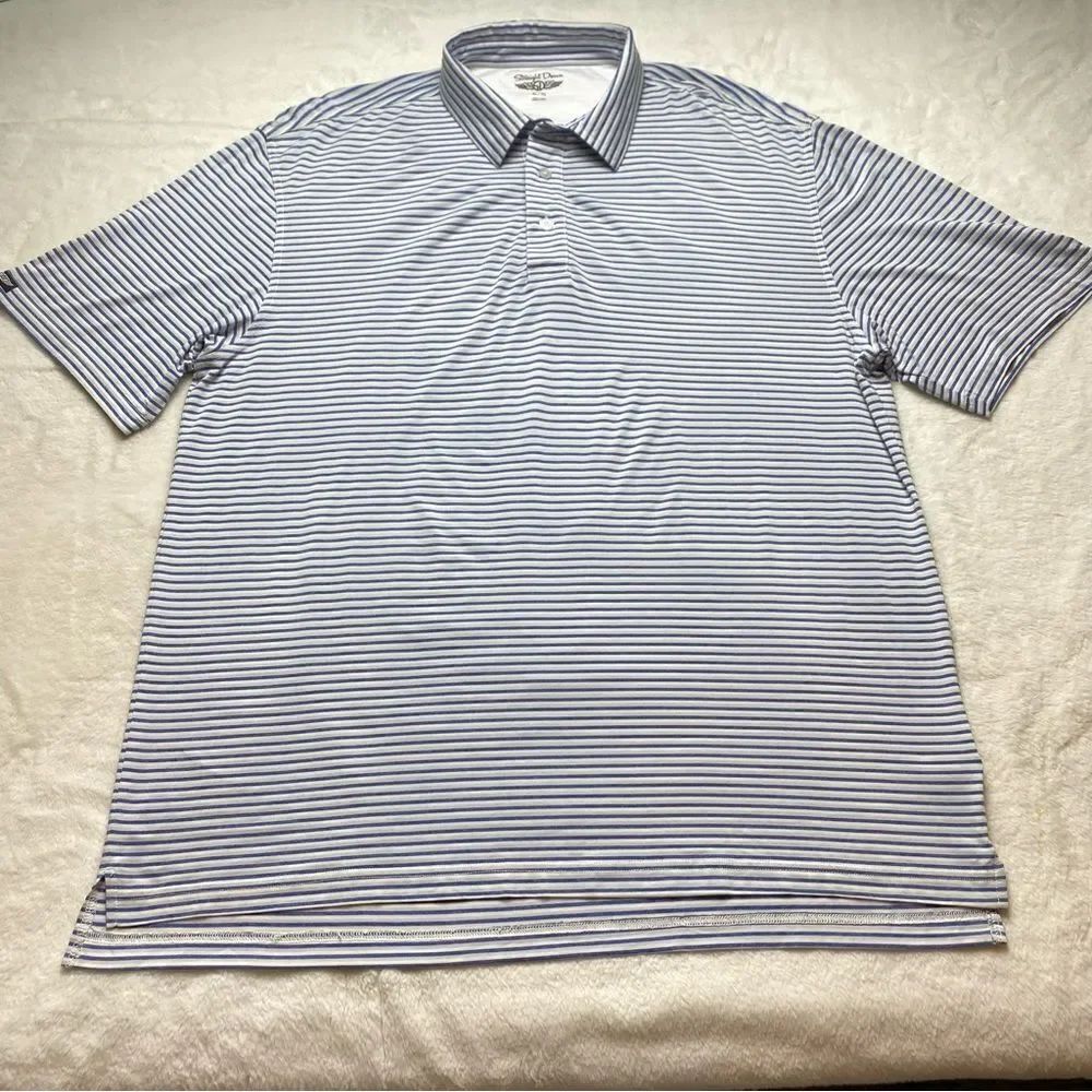 Straight Down Blue and White Striped Polo Shirt Size XL